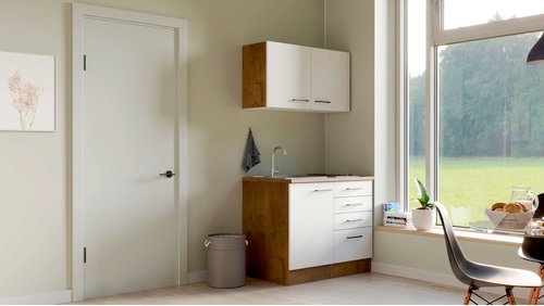 Flex-Well Miniküche »Avila«, mit E-Geräten, Gesamtbreite: 100 cm, Arbeitsplatte mit Melaminharz-Beschichtung - weiss