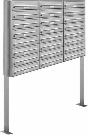 AL BRIEFKASTENSYSTEME Briefkasten, Parteien: 24, Freistehend, BxHxT: 122,9 x 170 x 27,5 cm - silberfarben