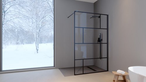 Thumbnail - Marwell Duschwand »BRICKS«, schwarz, 5 mm - transparent