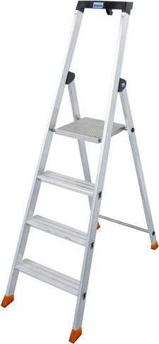 Thumbnail - KRAUSE Stufen-Stehleiter »MONTO Solido«, 4 Sprossen, Aluminium - silberfarben