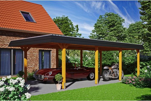 SKANHOLZ Carport »Wendland«, BxT: 362 x 870 cm, Firsthöhe: 243 cm, farbbehandelt - braun