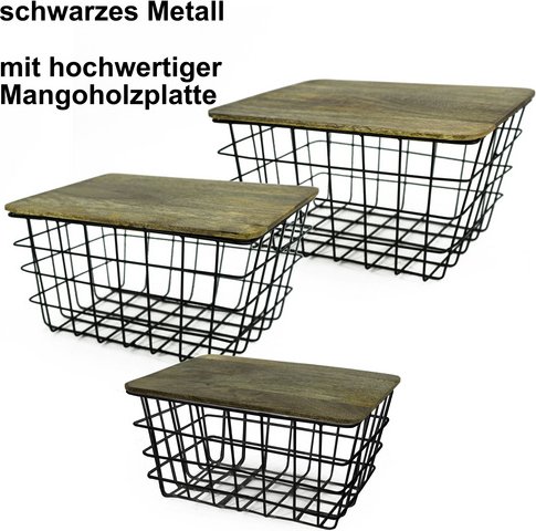 NOOR living Korbset, BxH:26 x 19,5 cm, schwarz/natur - schwarz | braun