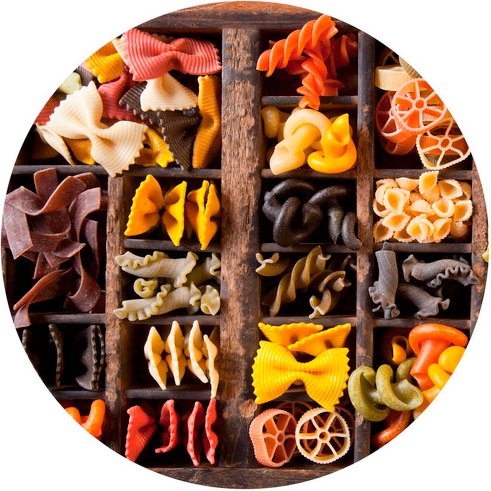 K&L Wall Art Vliestapete »Runde Vliestapete«, Nudel Pasta Chef Koch Küche, mehrfarbig, matt - bunt