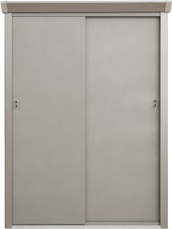 Geräteschrank, mit Schiebetüren, BxTxH: 133 x 94 x 181 cm, grau, mit Regalböden