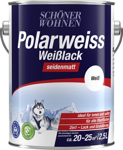SCHÖNER WOHNEN FARBE Weißlack »Polarweiss«, 2,5 l, weiß, seidenmatt