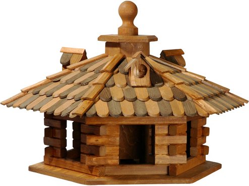 DOBAR Design-Vogelhaus mit Holzschindeldach - braun