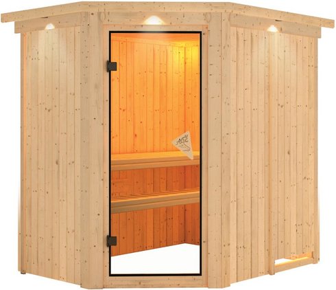 KARIBU Sauna »Vijandi«, für 3 Personen, ohne Ofen - beige