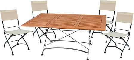 GARDEN PLEASURE Tischgruppe »TRIEST«, 5-tlg., Braun, Holz, Stahl, Kunststoff