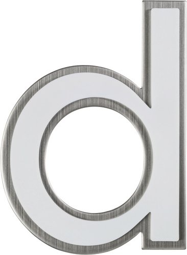 ALPERTEC Hausnummer, d, Weiß, Kunststoff | Edelstahl, 11,7 x 17 x 1,8 cm, nachtleuchtend - weiss