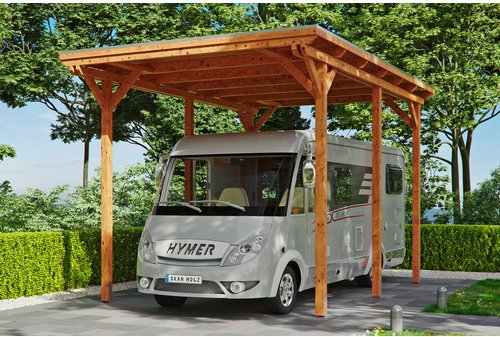 SKANHOLZ Carport »Emsland 1«, BxT: 404 x 604 cm, Firsthöhe: 372 cm, farbbehandelt - braun