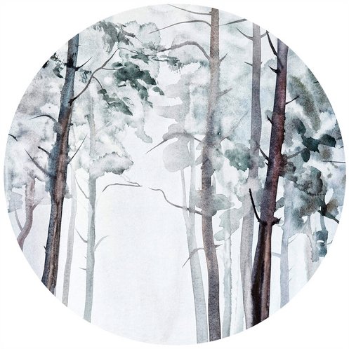 K&L Wall Art Vliestapete »Runde Vliestapete«, Aquarell Wald kunstvolle, mehrfarbig, matt - bunt