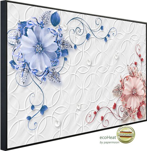 Thumbnail - papermoon Infrarotheizung »EcoHeat - Muster mit Blumen rot blau«, Matt-Effekt - bunt
