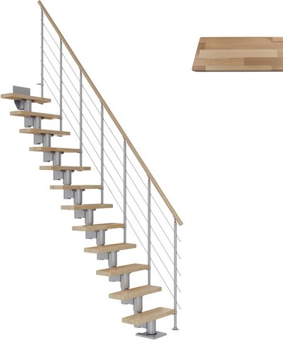 Thumbnail - DOLLE Mittelholmtreppe »Dublin«, buchenholz, 14 Stufen, bis 337cm Raumhöhe - grau