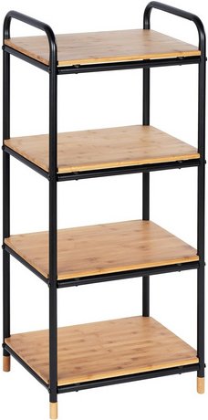 WENKO Regal, BxHxL: 42 x 94,5 x 33,5 cm, bambus/pulverbeschichtetes_Metall, braun/schwarz