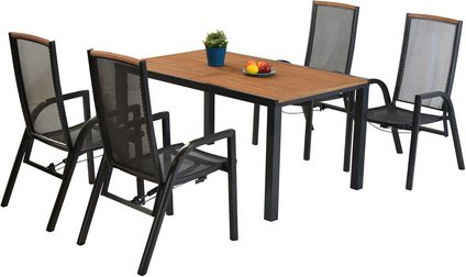 MERXX Gartenmöbel-Diningset »Tilos«, 5 tlg., 4 Sitzplätze, Aluminium - schwarz