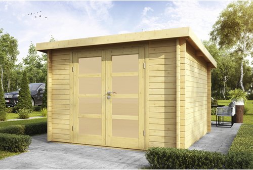 WOLFF FINNHAUS Gartenhaus »Pulti 34-B Typ 5«, Holz, BxHxT: 340 x 217 x 260 cm (Außenmaße inkl. Dachüberstand) - braun