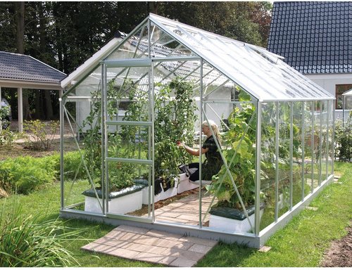 VITAVIA Gewächshaus »Merkur«, 11,5 m², Aluminium/ESG Glas, winterfest - silberfarben