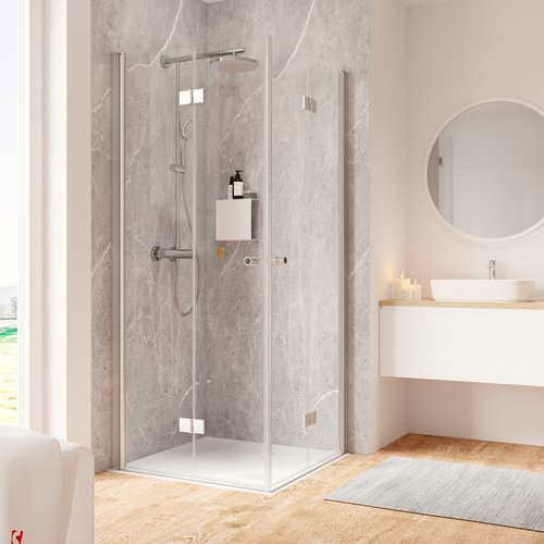 SCHULTE Duschabtrennung »Garant 2.0 «, Drehfalttür, 90 x 90 cm, alu natur - grau