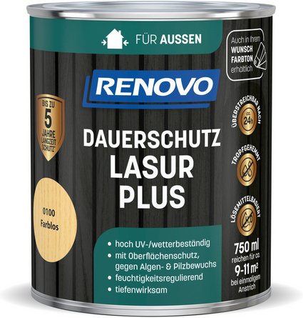 RENOVO Dauerschutzlasur »PLUS«, lmh 750ml farblos 0100 - transparent