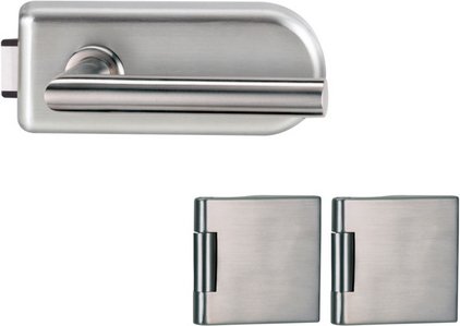 NOVADOORS Glastürbeschlagset »3-tlg. Bänder, inkl. NOVA 297 «, BxH: 24,5 x 57 mm, 2,1955 kg - silberfarben