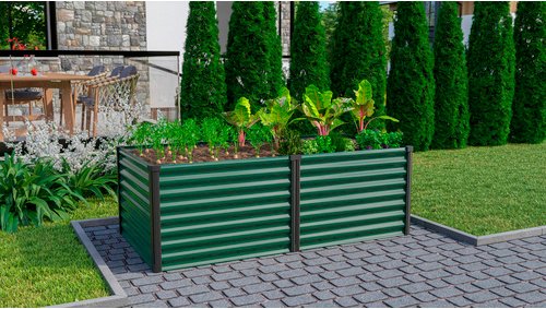 VITAVIA Hochbeet »Meta 630«, BxHxL: 96,17 x 63,2 x 187,68 cm, Zincalume/Aluminium - gruen