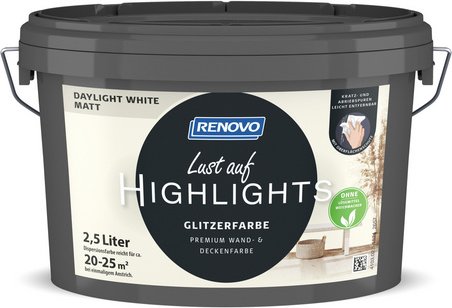 RENOVO Innenfarbe, »Lust auf HIGHLIGHTS«, Daylight White, matt, 2,5 l - weiss