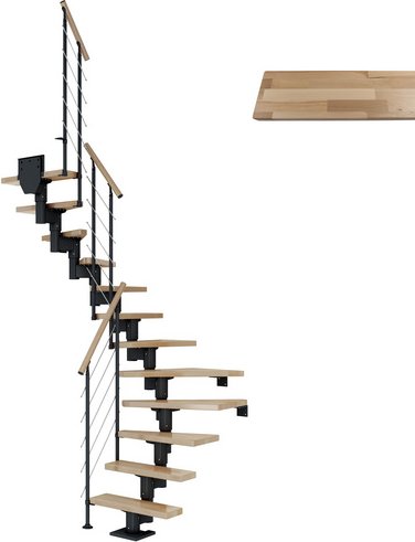 Thumbnail - DOLLE Mittelholmtreppe »Dublin«, buchenholz, 12 Stufen, bis 292cm Raumhöhe - grau