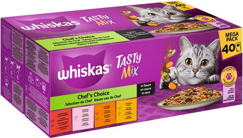WHISKAS Katzen-Nassfutter »Tasty Mix«, 40 x 85 g, Chefs Choice in Sauce - lila