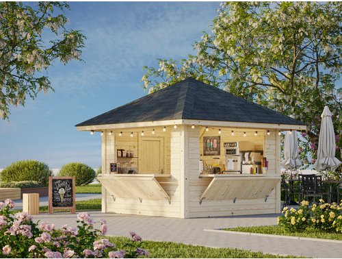 Thumbnail - PALMAKO Marktstand »Bianca Set 105«, B x H x L: 300 x 319 x 300 cm, naturbelassen, tauchgrundiert - braun