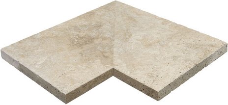 WOHNRAUSCH Beckenrandsteine »Tosca Cream«, LxBxH: 61 x 61 x 3 cm, Travertin, beige, Eckstück 2-teilig, gefast