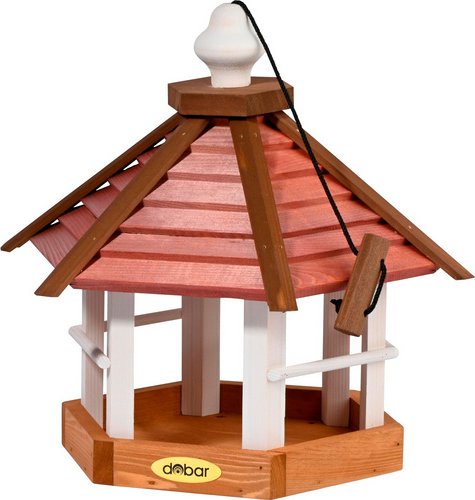 Thumbnail - DOBAR Vogelhaus »Herbstfrüchte«, 6-eckig, hängend - braun | rot | weiss