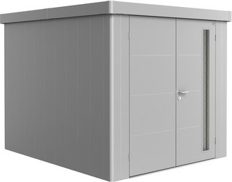 BIOHORT Gerätehaus »Neo«, Metall, BxT: 292 x 180 cm (Außenmaße inkl. Dachüberstand) - silberfarben