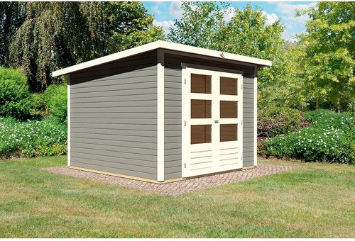 KARIBU Gartenhaus »Stockach 4«, Holz, BxHxT: 246 x 197 x 246 cm (Außenmaße inkl. Dachüberstand) - grau