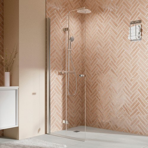 BREUER Duschwand »Elana 2.0«, rund, walk in, Drehfalttür, 1200, links - silberfarben