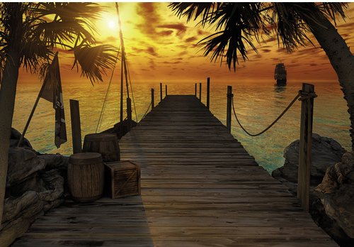 KOMAR Papiertapete »Treasure Island«, Breite: 368 cm, inkl. Kleister - bunt