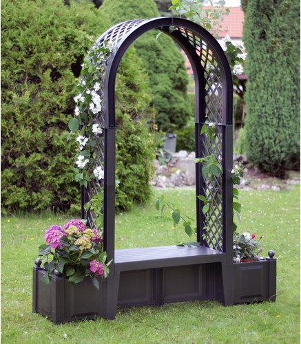 Thumbnail - KHW Gartenbank »Brüssel«, Kunststoff, 2-Sitzer, BxHxT: 174 x 207 x 49 cm - grau