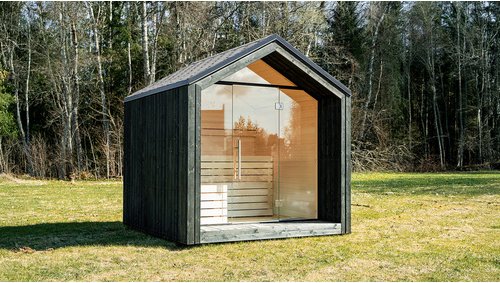 Saunahaus »Luua«, 9,0 Kompakt, ThermoWood - schwarz