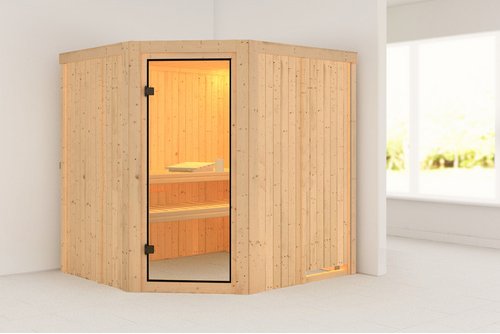 KARIBU Sauna »Suurupi«, BxTxH: 196 x 178 x 198 cm, ohne Ofen, für 4 Personen - braun
