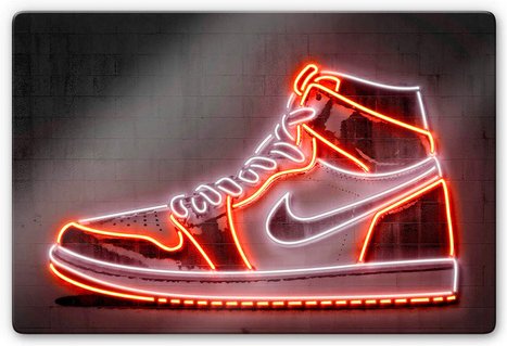 K&L Wall Art Glasbild »Glasbild«, BxH: 60 x 40 cm, Retro Mielu Vintage Neon Nike