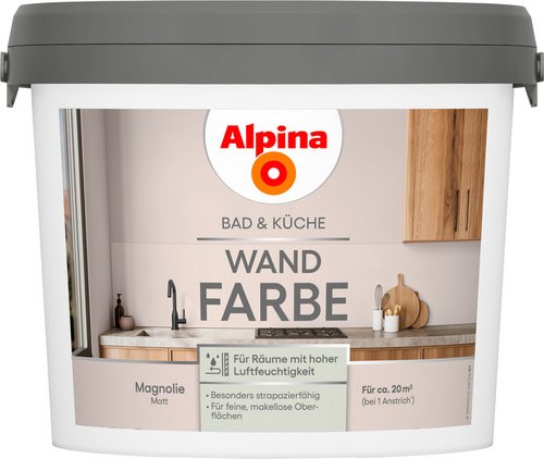 ALPINA Wandfarbe »Bad & Küche«, Magnolie, matt, 2,5 L - rosa