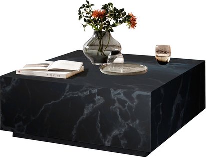SalesFever Couchtisch, quadratisch, in Marmoroptik - schwarz
