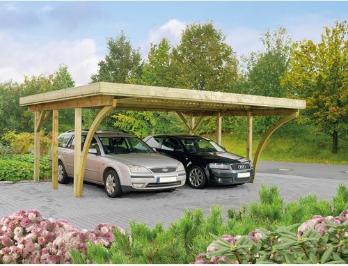 Mr. GARDENER Doppelcarport »Köln 1«, Außenmaß BxT: 604 x 504 cm, braun, Holzart: Kiefer