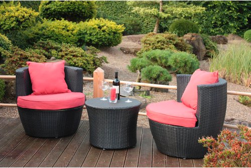 GARDEN PLEASURE Gartenmöbelset »LINZ«, Kunststoff, 3-teilig - schwarz