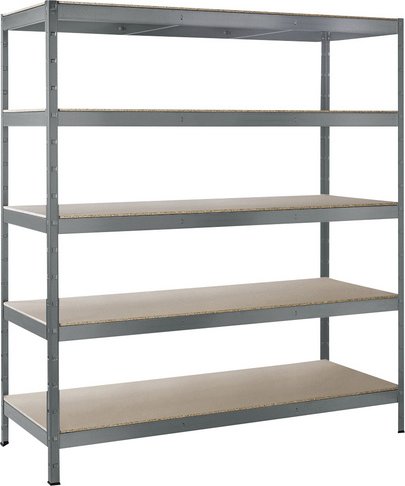 SCHULTE REGALWELT Stecksystem Schwerlastregal, HxBxT 180 x 160 x 60 cm, 1250 kg Traglast (max.), 5 Böden - silberfarben