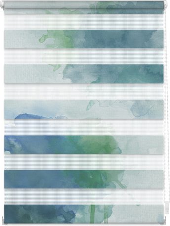 Lichtblick Duo-Rollo, Klemmfix, B x L: 60 x 150 cm, Aquarell, blau grün