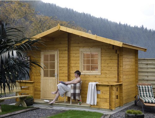 WOLFF FINNHAUS Saunahaus »Sanna«, BxTxH: 460 x 320 x 279,5 cm, ohne Ofen - beige