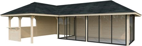 PALMAKO Pavillon »Bianca«, Aufstellmaße BxTxH: 960 x 672 x 319 cm, tauchgrundiert, Holz - braun