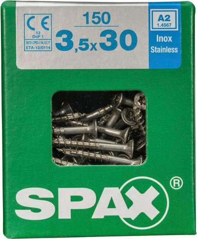 Thumbnail - SPAX Edelstahlschraube, T-STAR plus, 150 Stk., 3,5 x 30 mm - silberfarben