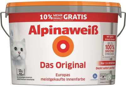 ALPINA Innenfarbe »Alpinaweiß Das Original«, 11 l, weiß, matt - weiss