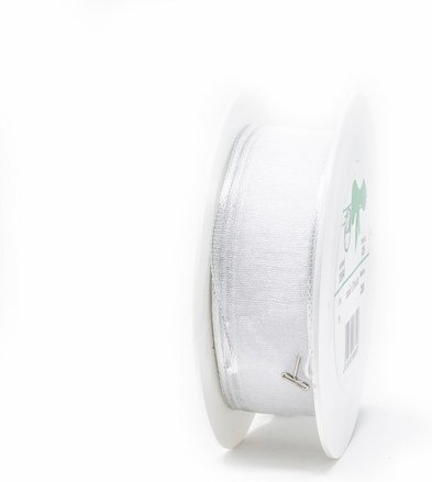 Flowerbox Bastelband »Chiffon mit Draht« - weiss